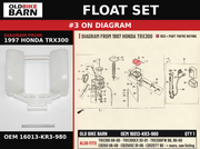 FLOAT SET OEM 16013-KR3-980 diagram #3 from 1997 HONDA TRX300 | Old Bike Barn