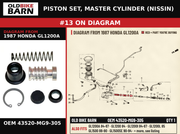 PISTON SET, MASTER CYLINDER (NISSIN) OEM 43520-MG9-305 diagram #13 from 1987 HONDA GL1200A | Old Bike Barn