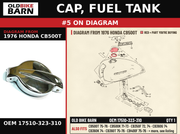 CAP, FUEL TANK OEM 17510-323-310 diagram #5 from 1976 HONDA CB500T | Old Bike Barn