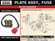 PLATE ASSY., FUSE OEM 38200-460-841 diagram #8 from 1982 HONDA CB650SC | Old Bike Barn