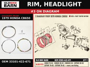 RIM, HEADLIGHT OEM 33101-422-671 diagram #3 from 1979 HONDA CB650 | Old Bike Barn