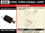 STAY, TURN SIGNAL LAMP OEM 35619-38A01 diagram #9 from 2000 SUZUKI SAVAGE-LS650P | Old Bike Barn
