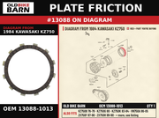 PLATE FRICTION OEM 13088-1013 diagram #13088 from 1984 KAWASAKI KZ750 | Old Bike Barn