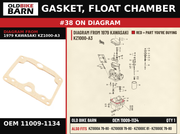 GASKET, FLOAT CHAMBER OEM 11009-1134 diagram #38 from 1979 KAWASAKI KZ1000-A3 | Old Bike Barn