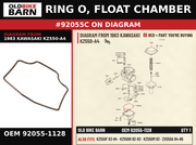 RING O, FLOAT CHAMBER OEM 92055-1128 diagram #92055C from 1983 KAWASAKI KZ550-A4 | Old Bike Barn