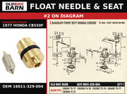 FLOAT NEEDLE & SEAT OEM 16011-329-004 diagram #2 from 1977 HONDA CB550F | Old Bike Barn