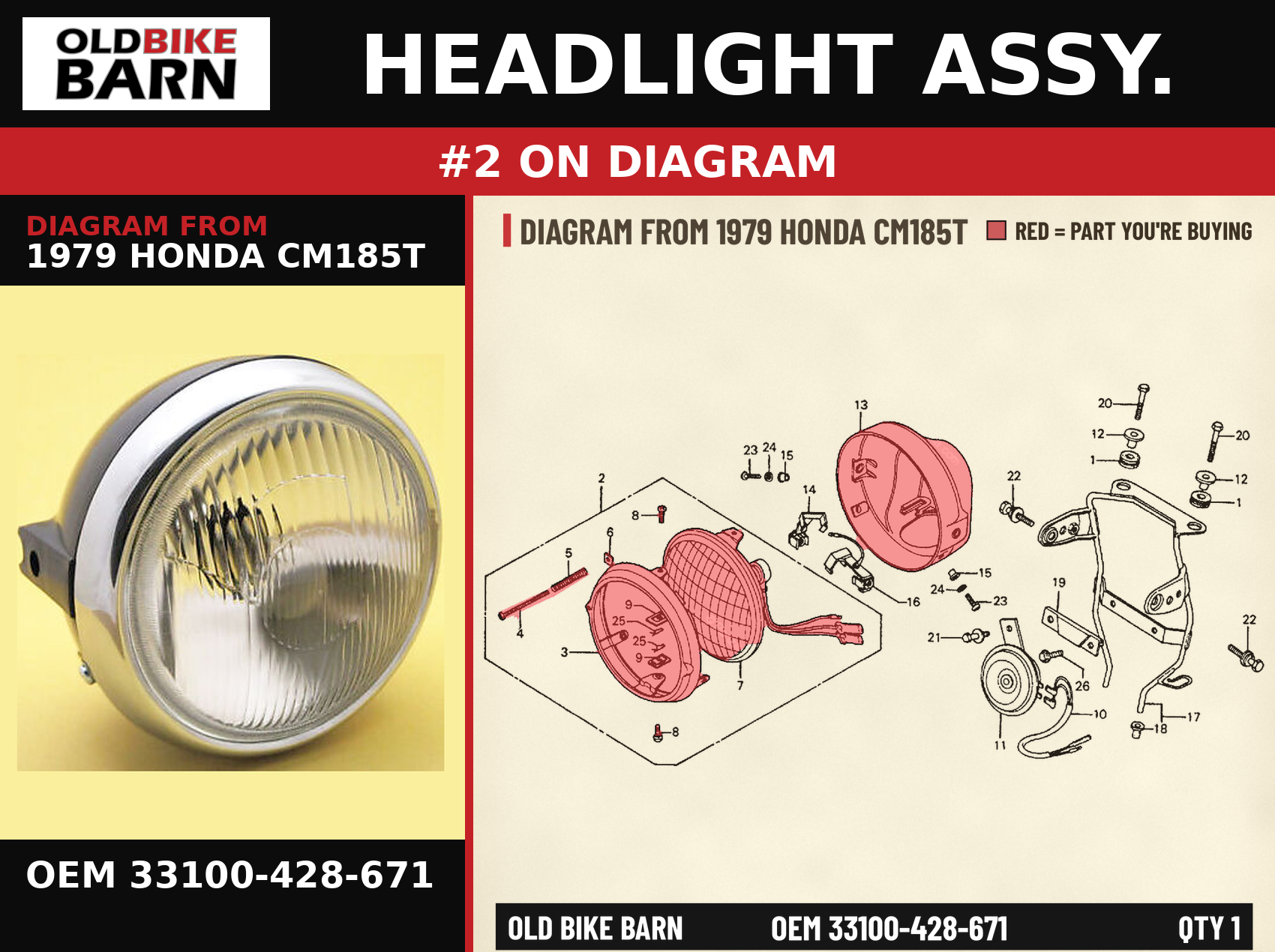 79-81 Honda XL500 XL250 CM200 Beam Assembly 33100-428-671
