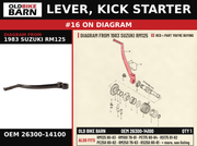LEVER, KICK STARTER OEM 26300-14100 diagram #16 from 1983 SUZUKI RM125 | Old Bike Barn