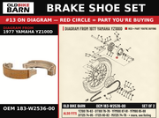 BRAKE SHOE SET OEM 183-W2536-00 diagram #13 from 1977 YAMAHA YZ100D | Old Bike Barn