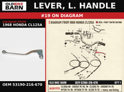 LEVER, L. HANDLE OEM 53190-216-670 diagram #19 from 1968 HONDA CL125A | Old Bike Barn
