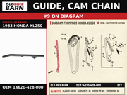 GUIDE, CAM CHAIN OEM 14620-428-000 diagram #9 from 1983 HONDA XL250 | Old Bike Barn