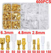 Universal motorcycle 600Pc Flat Style Pin Connector Set with Covers in Plastic Storage Case