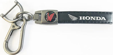 Leather Honda Logo Keychain