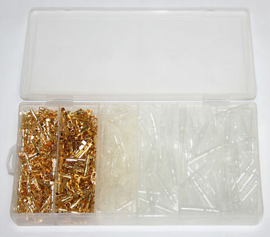 600Pc Round Style Wire Crimp Bullet Terminal Set with Covers in Plastic Storage Case