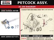 PETCOCK ASSY. OEM 16950-GCF-671 diagram #1 from 2000 HONDA XR70R | Old Bike Barn