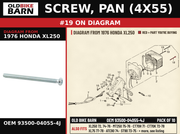 SCREW, PAN (4X55) OEM 93500-04055-4J diagram #19 from 1976 HONDA XL250 | Old Bike Barn