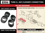 TUBE A, AIR CLEANER CONNECTING OEM 17253-425-000 diagram #6 from 1983 HONDA CB750SC | Old Bike Barn