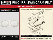 RING, RR. SWINGARM FELT OEM 52145-283-000 diagram #12 from 1975 HONDA CB750K5 | Old Bike Barn