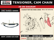 TENSIONER, CAM CHAIN OEM 14500-425-020 diagram #8 from 1982 HONDA CB900C | Old Bike Barn