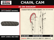 CHAIN, CAM OEM 14401-362-003 diagram #2 from 1973 HONDA CB500K2 | Old Bike Barn