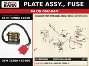 PLATE ASSY., FUSE OEM 38200-425-005 diagram #4 from 1979 HONDA CB650 | Old Bike Barn
