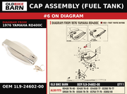 CAP ASSEMBLY (FUEL TANK) OEM 1L9-24602-00 diagram #6 from 1976 YAMAHA RD400C | Old Bike Barn