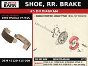 SHOE, RR. BRAKE OEM 43120-415-000 diagram #5 from 1983 HONDA VF750C | Old Bike Barn