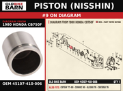 PISTON (NISSHIN) OEM 45107-410-006 diagram #9 from 1980 HONDA CB750F | Old Bike Barn