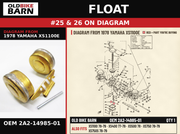 FLOAT OEM 2A2-14985-01 diagram #25 & 26 from 1978 YAMAHA XS1100E | Old Bike Barn