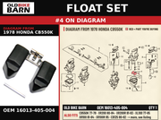 FLOAT SET OEM 16013-405-004 diagram #4 from 1978 HONDA CB550K | Old Bike Barn