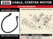 CABLE, STARTER MOTOR OEM 32402-425-000 diagram #15 from 1983 HONDA CB750SC | Old Bike Barn