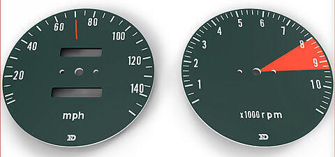 Honda CB750K 1972-73 Speedo & Tachometer Face Plate Set MPH