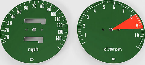 CB750K 1976 Speedo & Tachometer Face Plate Set ~ MPH