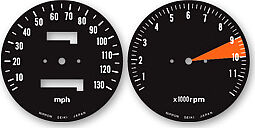 CB500T 1975-76 Speedo & Tach Face Decal Set ~ MPH