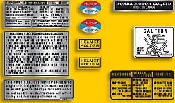 CB400F 1976 ~ Parakeet Yellow Model ~ Warning and Service Label Set