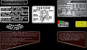 Honda CB900F 1981-82 Black Model Warning and Service Label Set