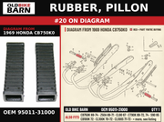 RUBBER, PILLON OEM 95011-31000 diagram #20 from 1969 HONDA CB750K0 | Old Bike Barn