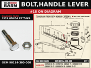 BOLT,HANDLE LEVER OEM 90114-300-000 diagram #18 from 1974 HONDA CB750K4 | Old Bike Barn