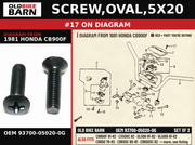 SCREW,OVAL,5X20 OEM 93700-05020-0G diagram #17 from 1981 HONDA CB900F | Old Bike Barn