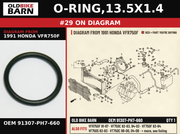 O-RING,13.5X1.4 OEM 91307-PH7-660 diagram #29 from 1991 HONDA VFR750F | Old Bike Barn