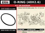 O-RING (40X2.6) OEM 91301-371-005 diagram #17 from 1979 HONDA GL1000 | Old Bike Barn