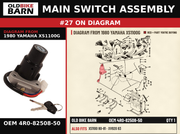 MAIN SWITCH ASSEMBLY OEM 4R0-82508-50 diagram #27 from 1980 YAMAHA XS1100G | Old Bike Barn