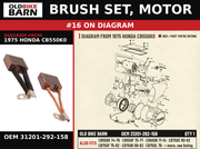 BRUSH SET, MOTOR OEM 31201-292-158 diagram #16 from 1975 HONDA CB550K0 | Old Bike Barn
