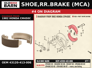 SHOE,RR.BRAKE (MCA) OEM 43120-413-006 diagram #4 from 1982 HONDA CM450C | Old Bike Barn