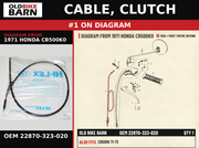 CABLE, CLUTCH OEM 22870-323-020 diagram #1 from 1971 HONDA CB500K0 | Old Bike Barn