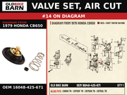 VALVE SET, AIR CUT OEM 16048-425-671 diagram #14 from 1979 HONDA CB650 | Old Bike Barn