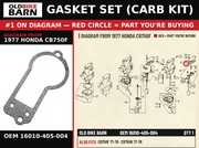 GASKET SET (CARB KIT) OEM 16010-405-004 diagram #1 from 1977 HONDA CB750F | Old Bike Barn