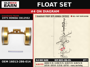FLOAT SET OEM 16013-286-014 diagram #4 from 1975 HONDA CB125S2 | Old Bike Barn