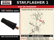 STAY,FLASHER 1 OEM 1AA-83318-00-00 diagram #16 from 1981 YAMAHA XJ550 | Old Bike Barn
