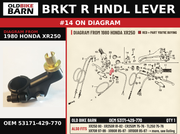 BRKT R HNDL LEVER OEM 53171-429-770 diagram #14 from 1980 HONDA XR250 | Old Bike Barn